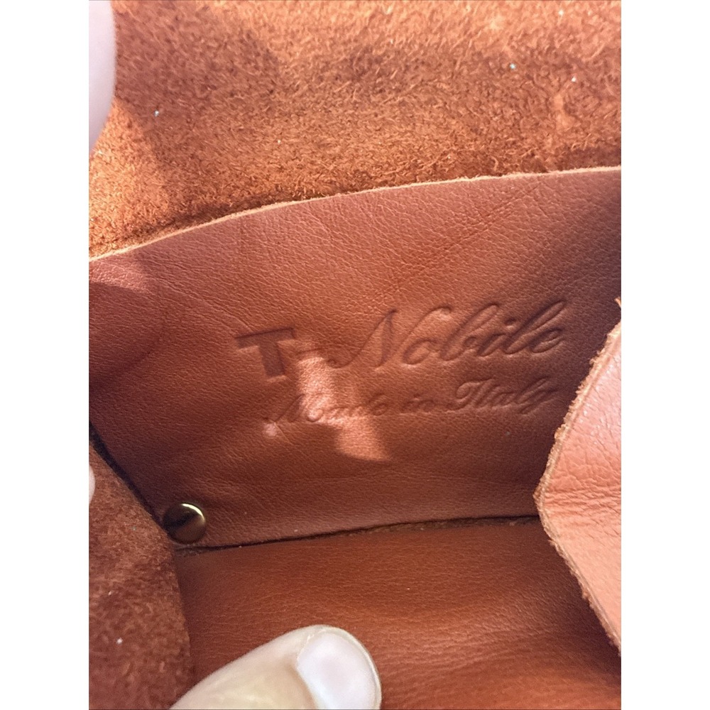 T Nobile Italy Made Burnt Orange Leather Coin ID Pouch Snap Close Quality Unisex - Picture 7 of 10
